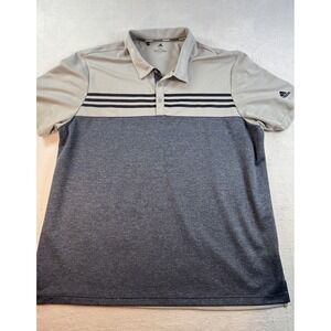 Adidas Golf Polo Shirt Mens XXLarge Gray Stripe Colorblock Golf Performance
